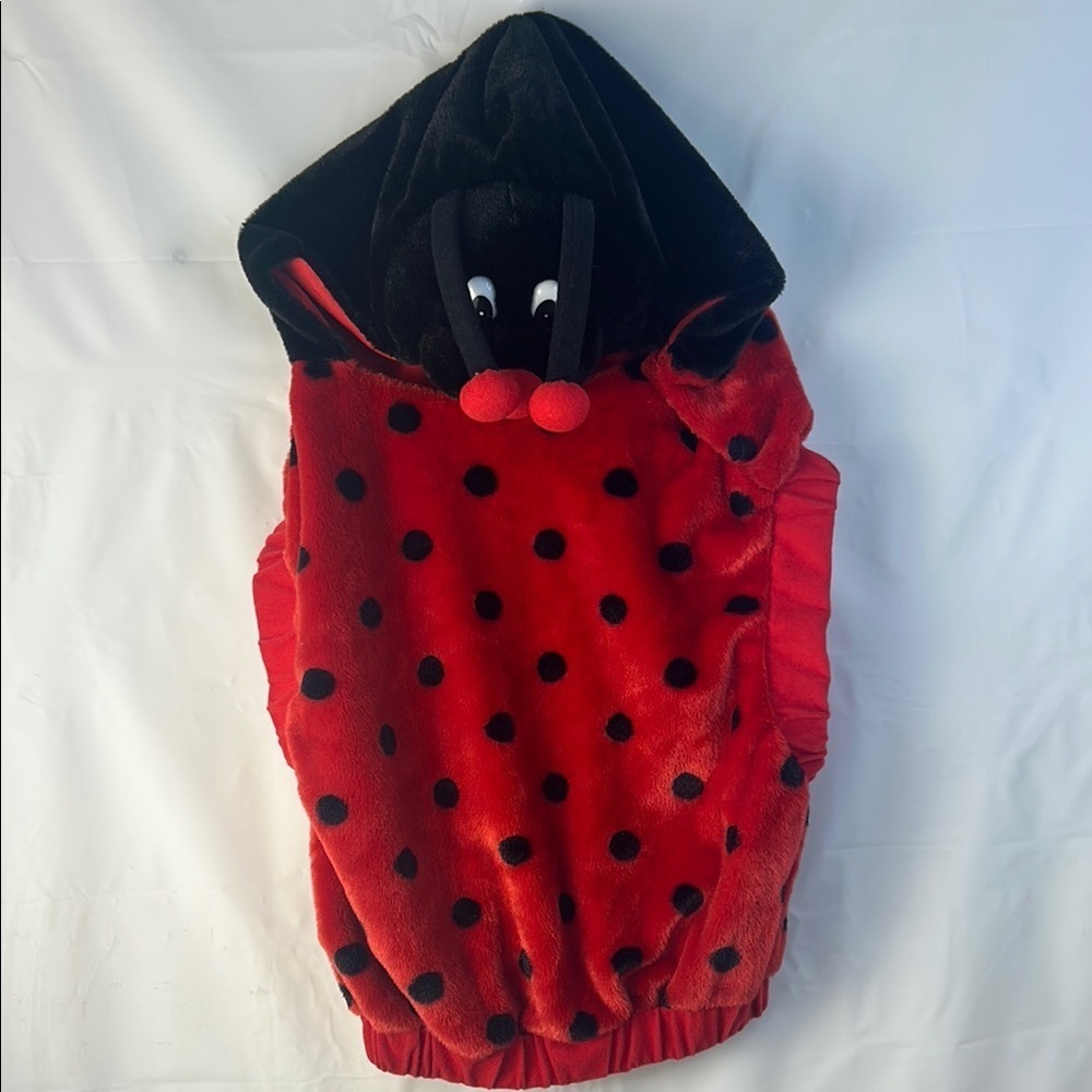 Baby Ladybug Halloween Costume Hoodie Plush Red Black Toddler 12-24M Cute